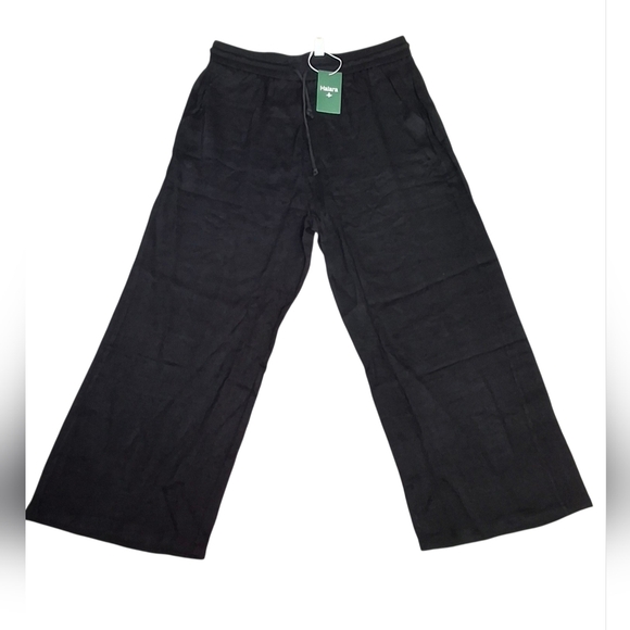 NWT Halara High Waisted Wide Leg Linen Feel Drawstring Pants Black XL Petite - Picture 3 of 14